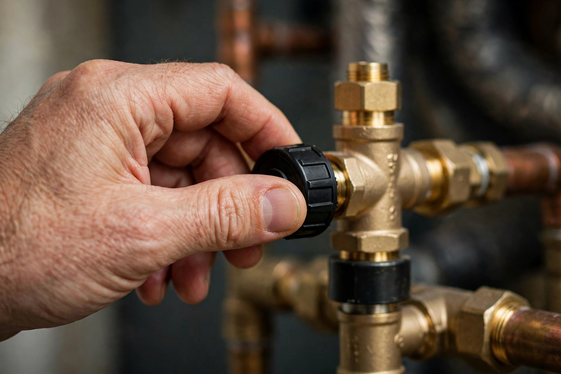 Adjusting water heater temperature dial to 120 degrees in Austin TX home