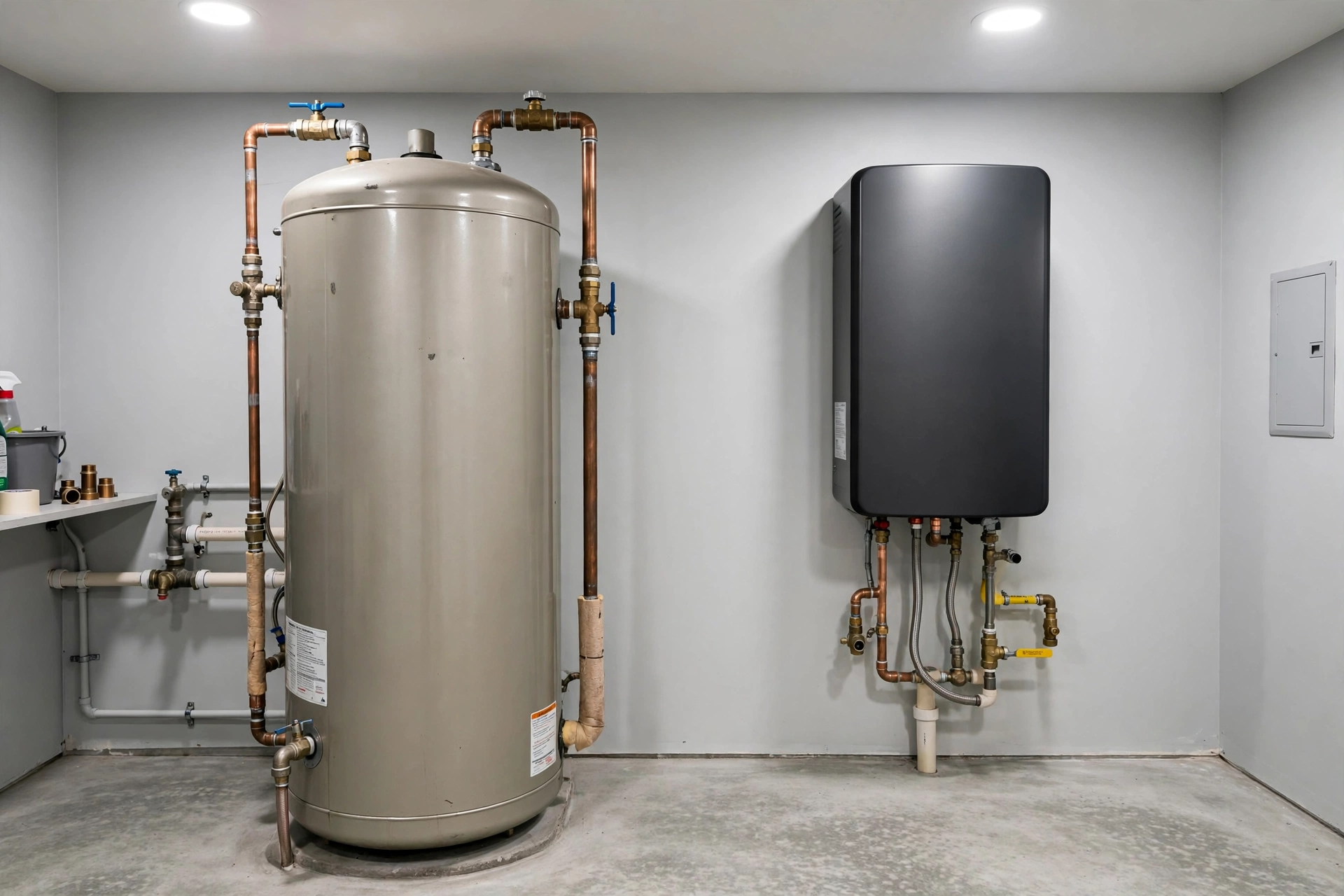 Tank vs tankless water heater comparison side by side